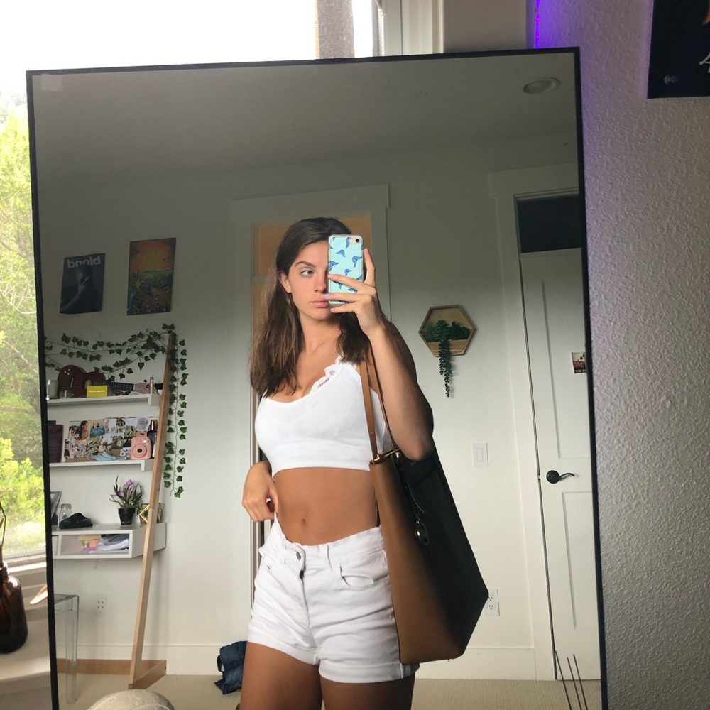 white jean shorts